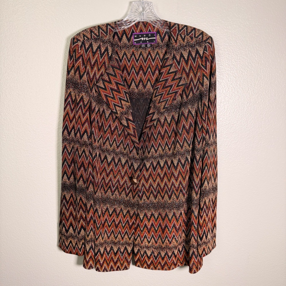 Vintage Margi Kent Blazer Jacket Geometric Chevron Stevie Nicks Designer USA
